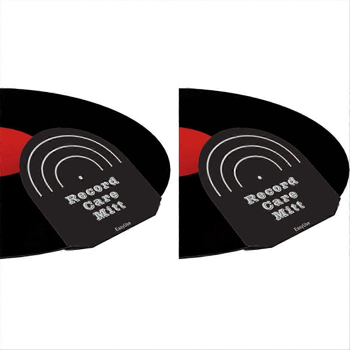 2pcs Record Cleaner Handler Mitt Black Vinyl Record Clip Disc Black