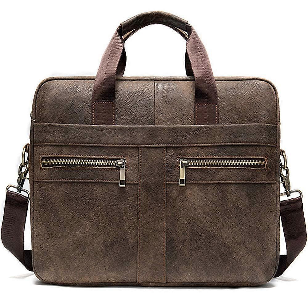 Leather Briefcase for Men Large Capacity Expandable Laptop Bag with Adjustable Shoulder Strap for Work
