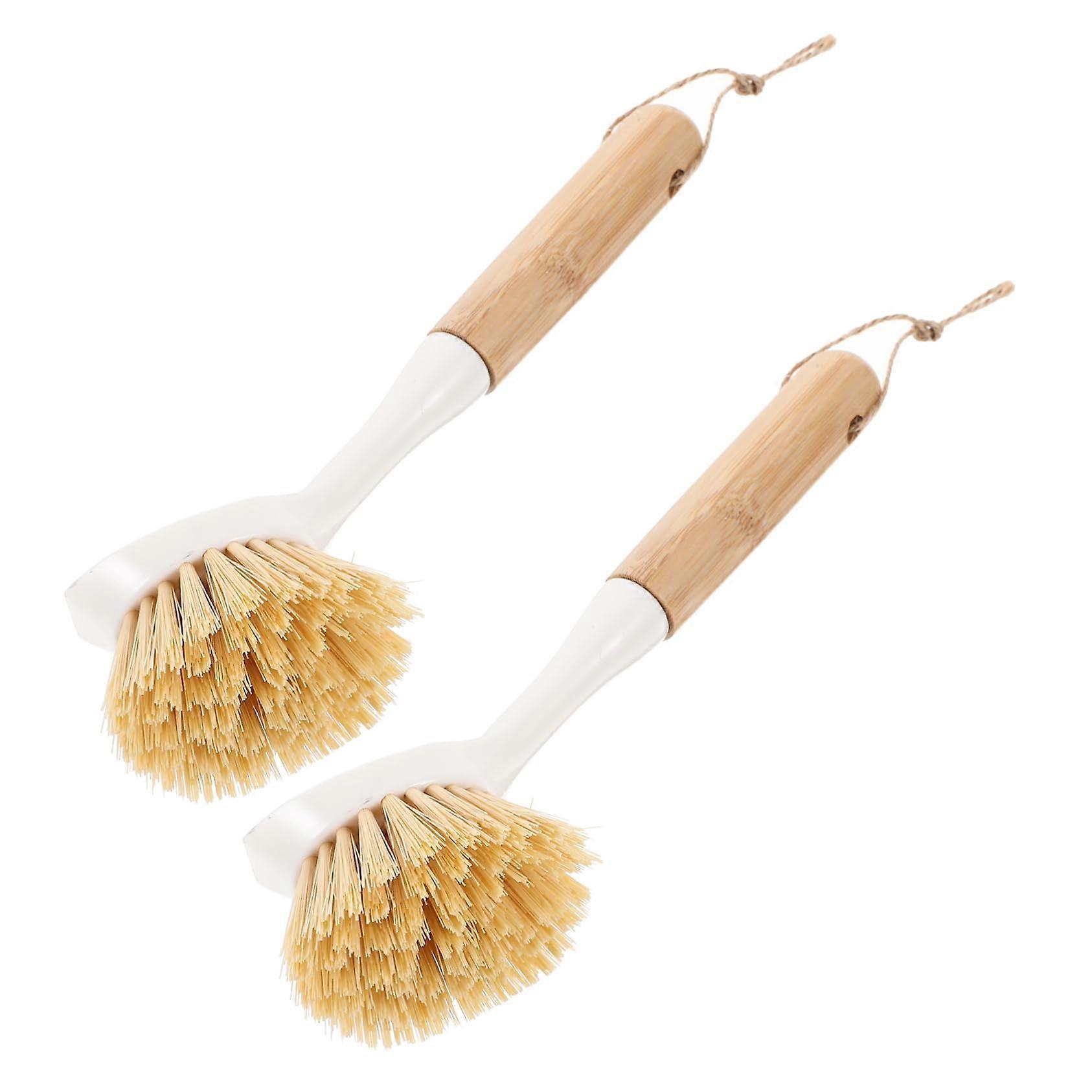2pcs Plastic Dish Brush Set with Ergonomic Grip for Fast Grease Removal and MultiTask Kitchen Cleaning