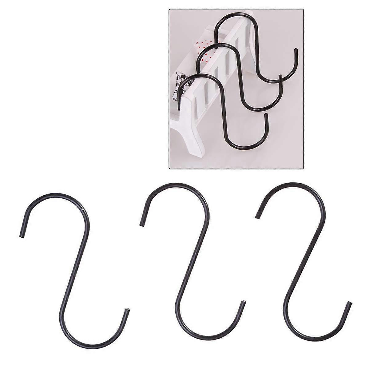 Black S Type Hooks for Hooking Kitchen Use 12Pcs Stainless Steel S Hooks