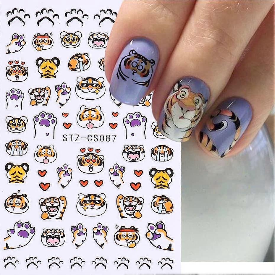 Press On Nails Full Coverage Tips Custom Tiger Nail Art Durable Easy Shape Style