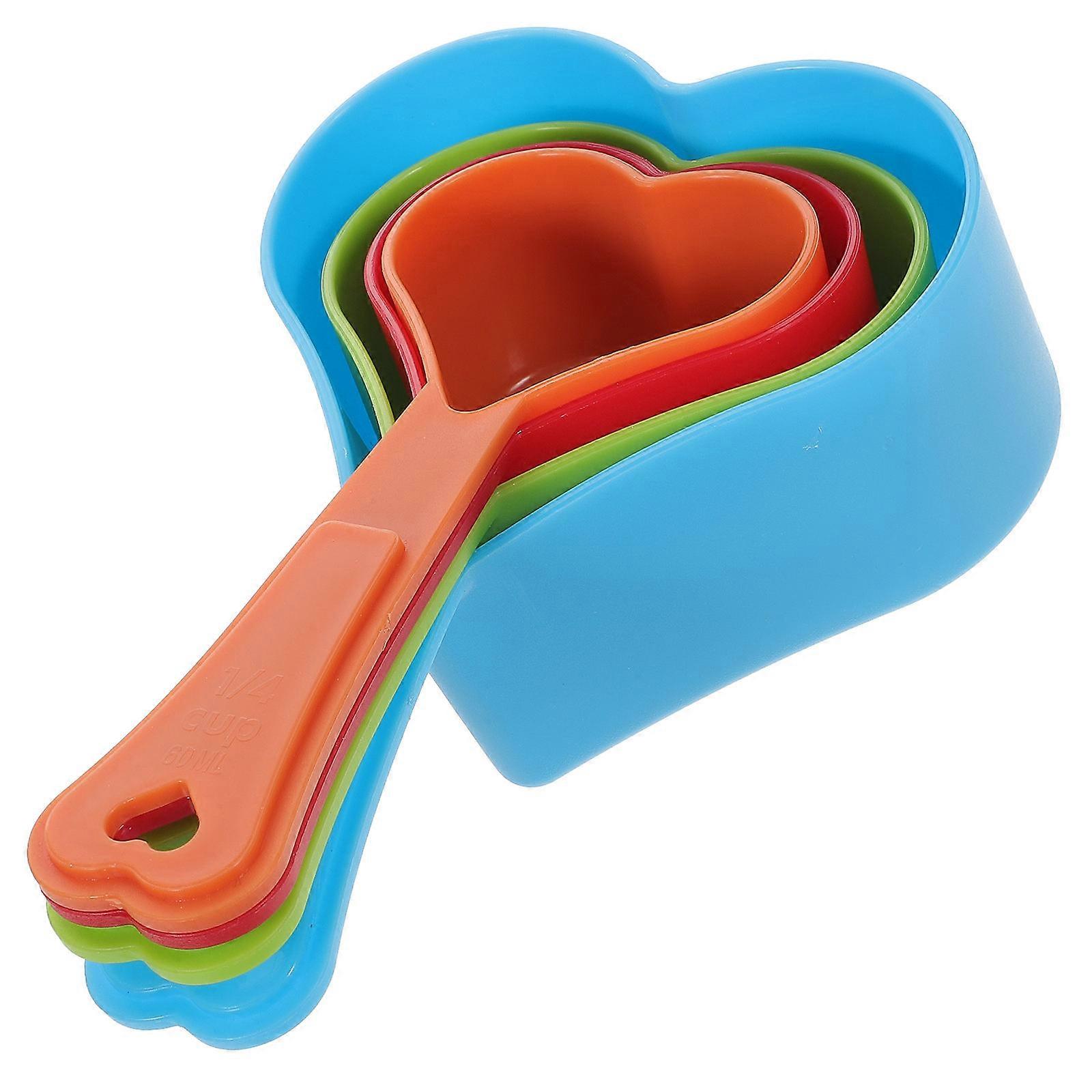 Heart Shape Plastic Measuring Spoons for Baking 4Pcs Assorted Colors Set