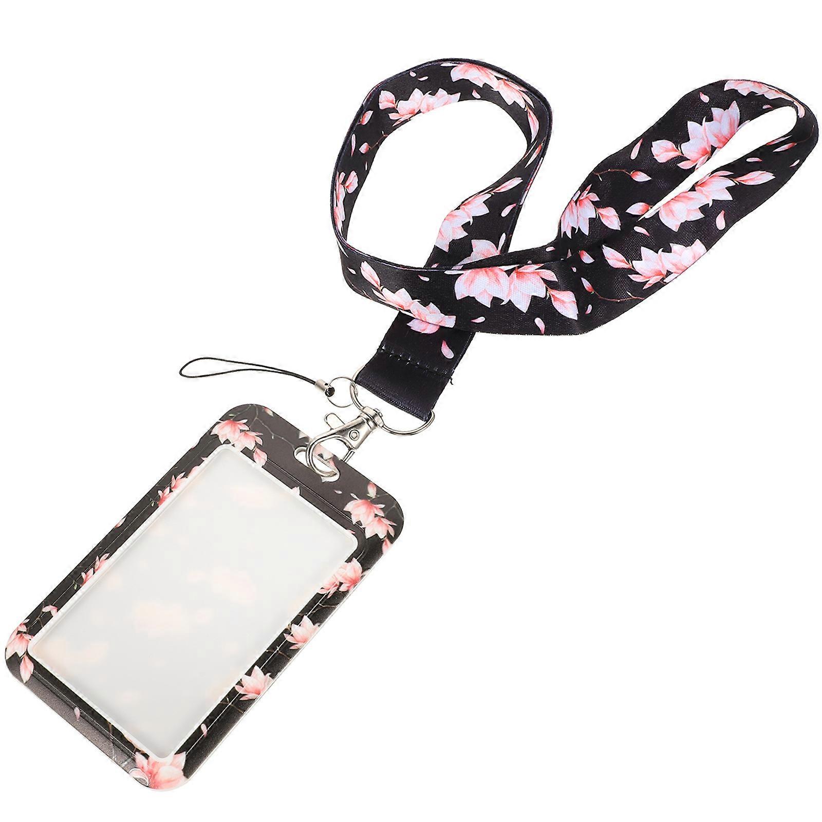 Floral Door Access Card Protector for Students with Transparent Cover