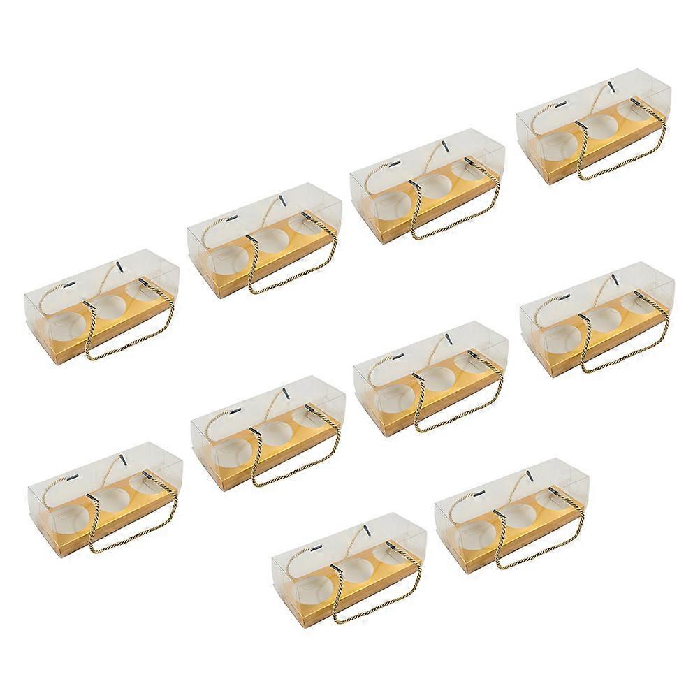 Golden Cupcake Boxes with Handle for Portable Storage 10Pcs