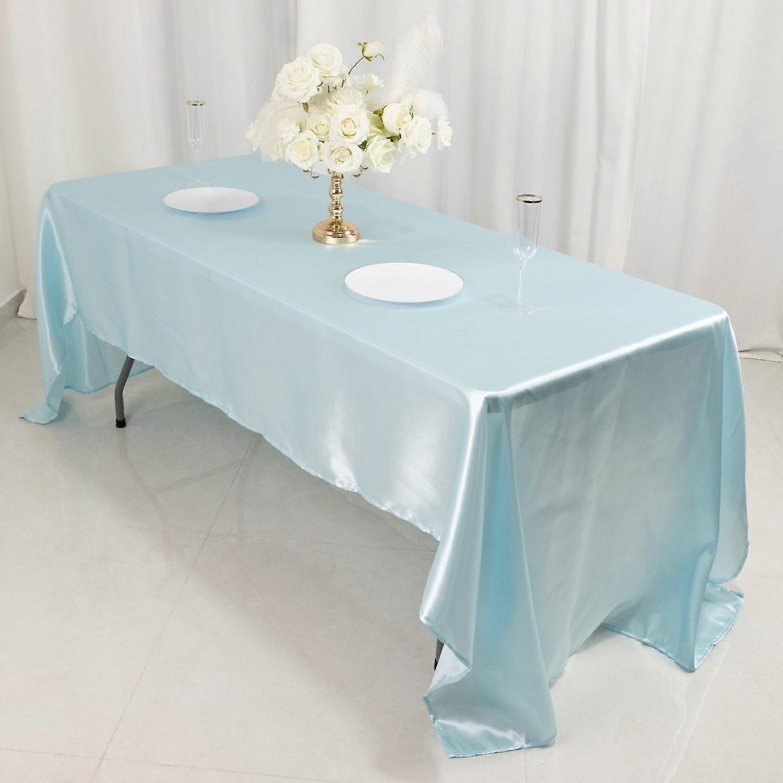 BalsaCircle 60" x 126" Satin Rectangular Tablecloth Blue