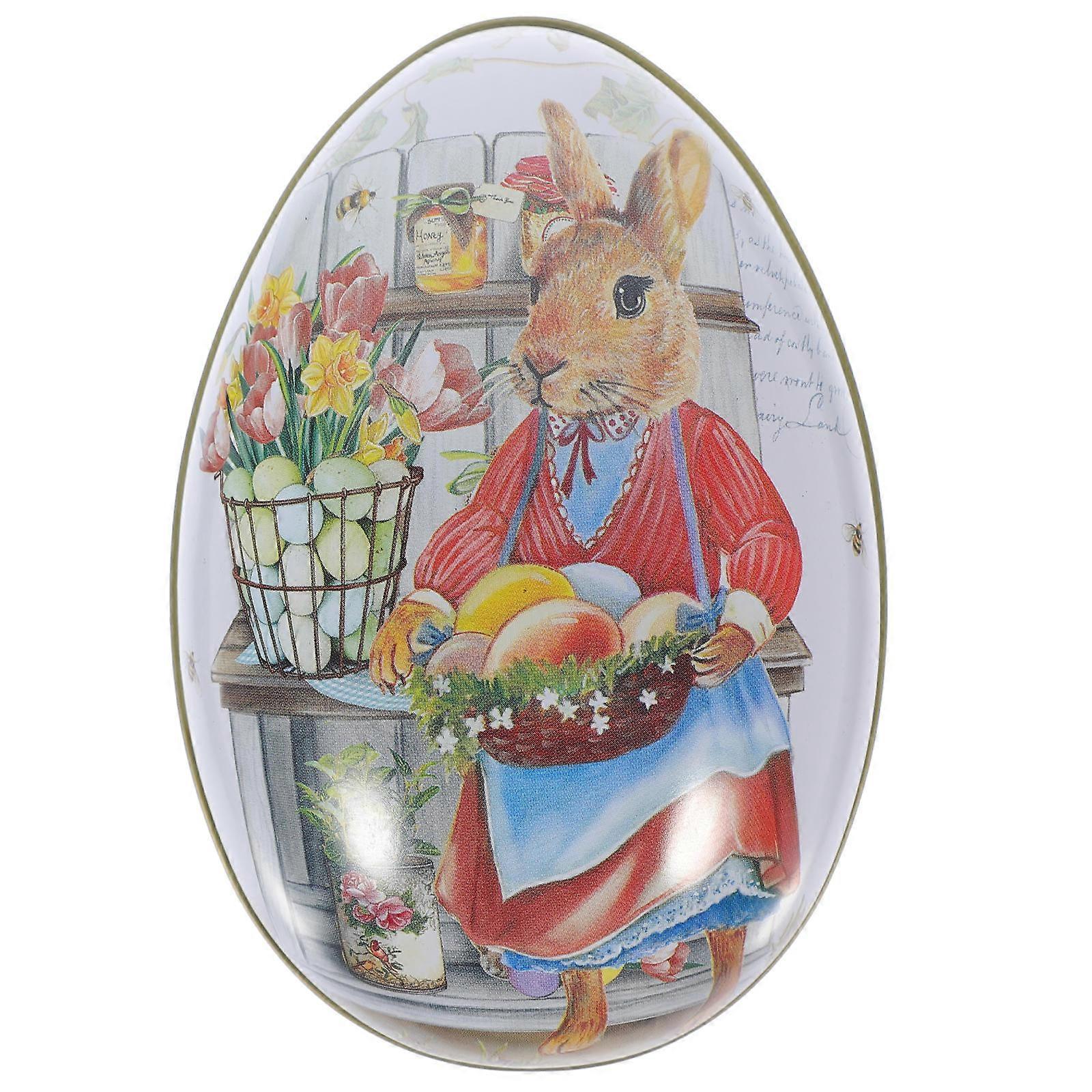 Egg Shape Easter Candy Container 3Pcs Gift Packaging For Easter Party Multi Color Safe Tinplate Material
