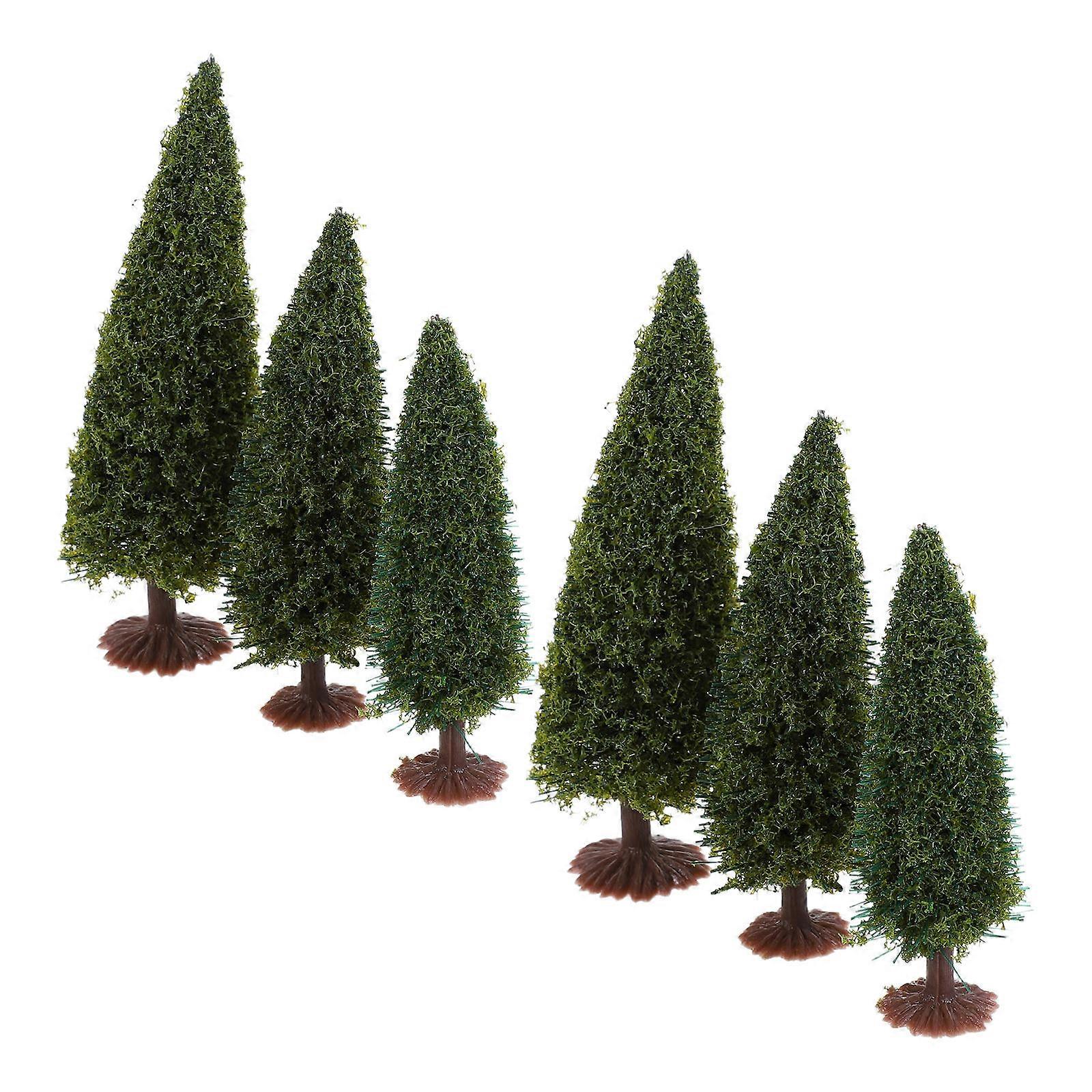 Miniature Pine Model Tree for Scene Layout 6Pcs Green Train Scenery