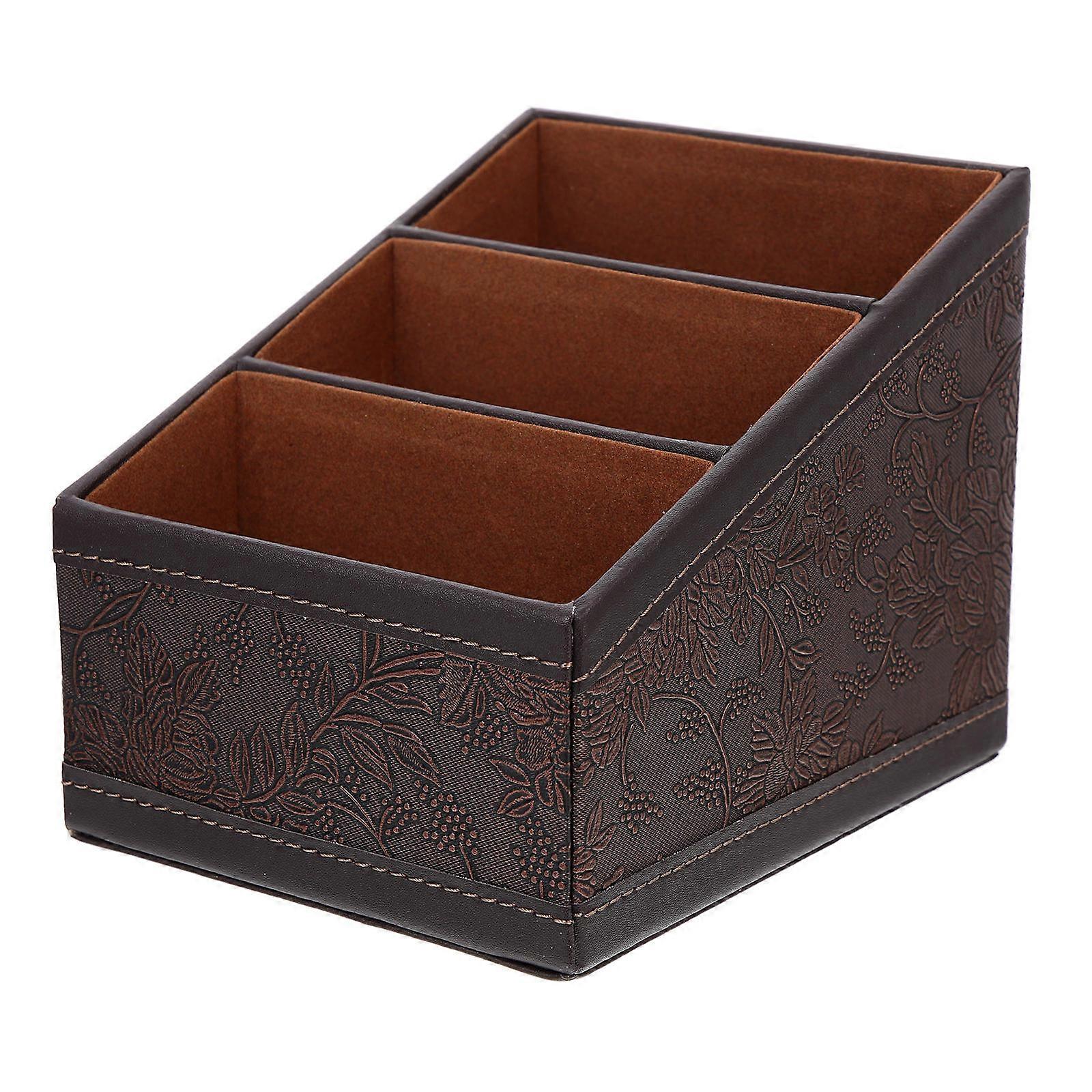 Desktop Organizer Storage Box for Storage Use PU Remote Control Holder