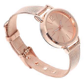 Montre à quartz pour femme avec bracelet en maille, montre tendance pour femme à porter au quotidien, or rose