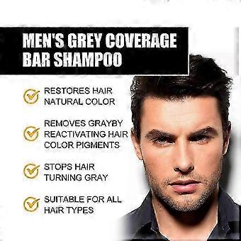 Mens Grey Coverage Bar Shampoo Hair-Darkening Black Soap for Grey Hair Cover