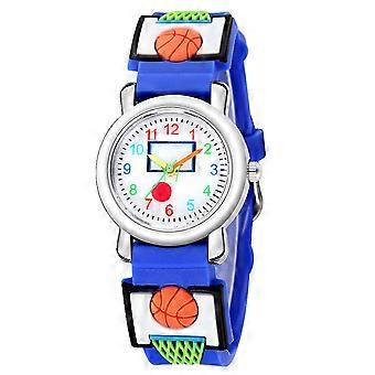 Relógio Infantil 3D Desenho Animado Basquete Lindo Relógio de Pulso Menino Presente Cor Aleatória 1 Unidade