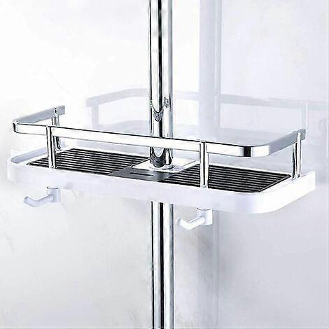 Adjustable Rust-Proof Metal Shower Caddy & Storage Basket Bracket for Bathroom Pipe