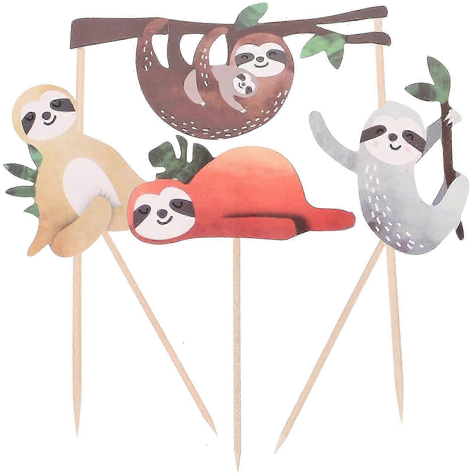 Sloth Cake Decor Insert for Festival Decorations 8Pcs Set