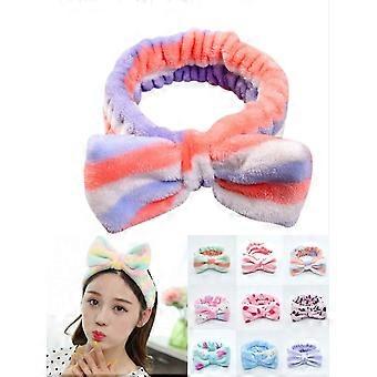 Pannband för kvinnor, rosett Hårband Mjuk Coral Fleece Ansiktsmakeup Huvudband För Kvinnor Flickor Duscha Face Headwraps