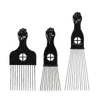 3pcs Metal Hair Pick Set 9.06"x2.83"/6.89"x2.20"/6.61"x2.83" for Women Men