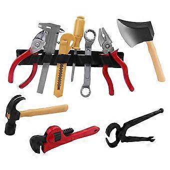 Speelgoedset met 14 gereedschappen voor fantasiespel, inclusief reparatiegereedschap.