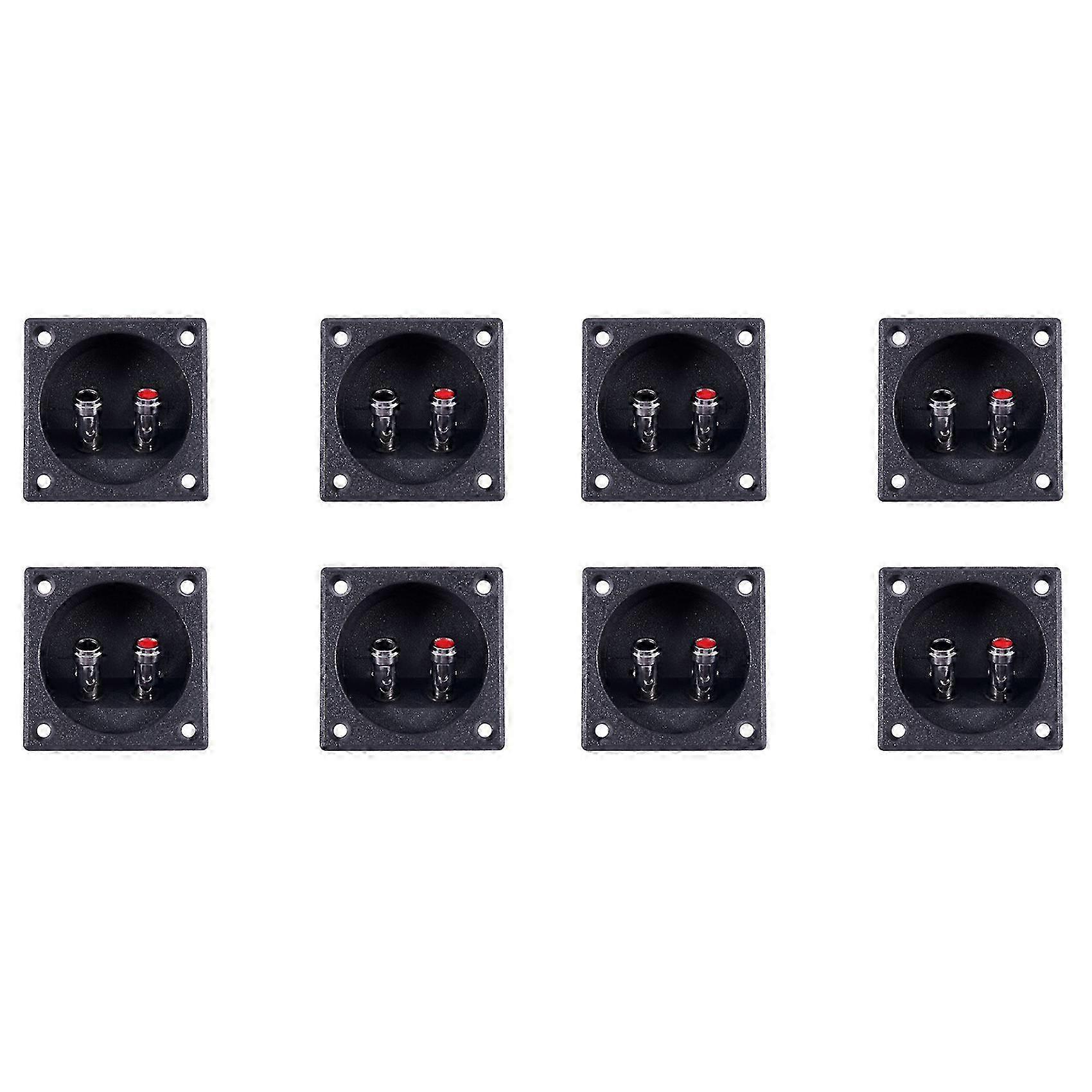 8X Square Shape Double Binding Post Type Speaker Box Terminal Cup Black