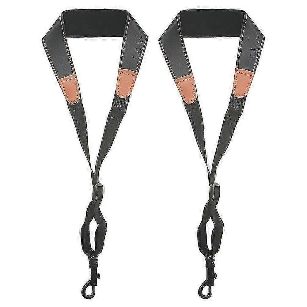 2pcs Saxophone Neck Straps Replacement Adjustable Leather Sax Straps for Comfortable Playing