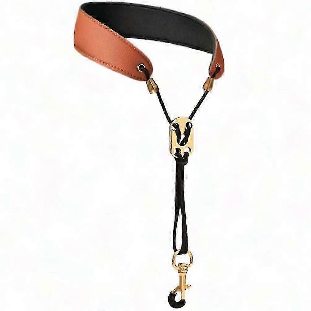 Adjustable Leather Saxophone Strap Brown Compatible with Sax