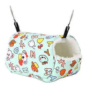 Hamster Hanging Cotton Nest Warm Thicken Small Pet Cotton Nest for Guinea Pig Hamsters21x20 Cartoon Green