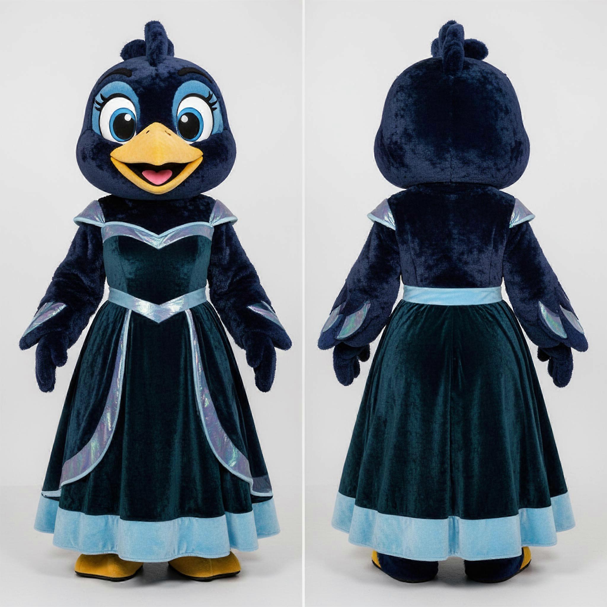 MASTICOT Midnight Blue Feathered Blackbird Mascot