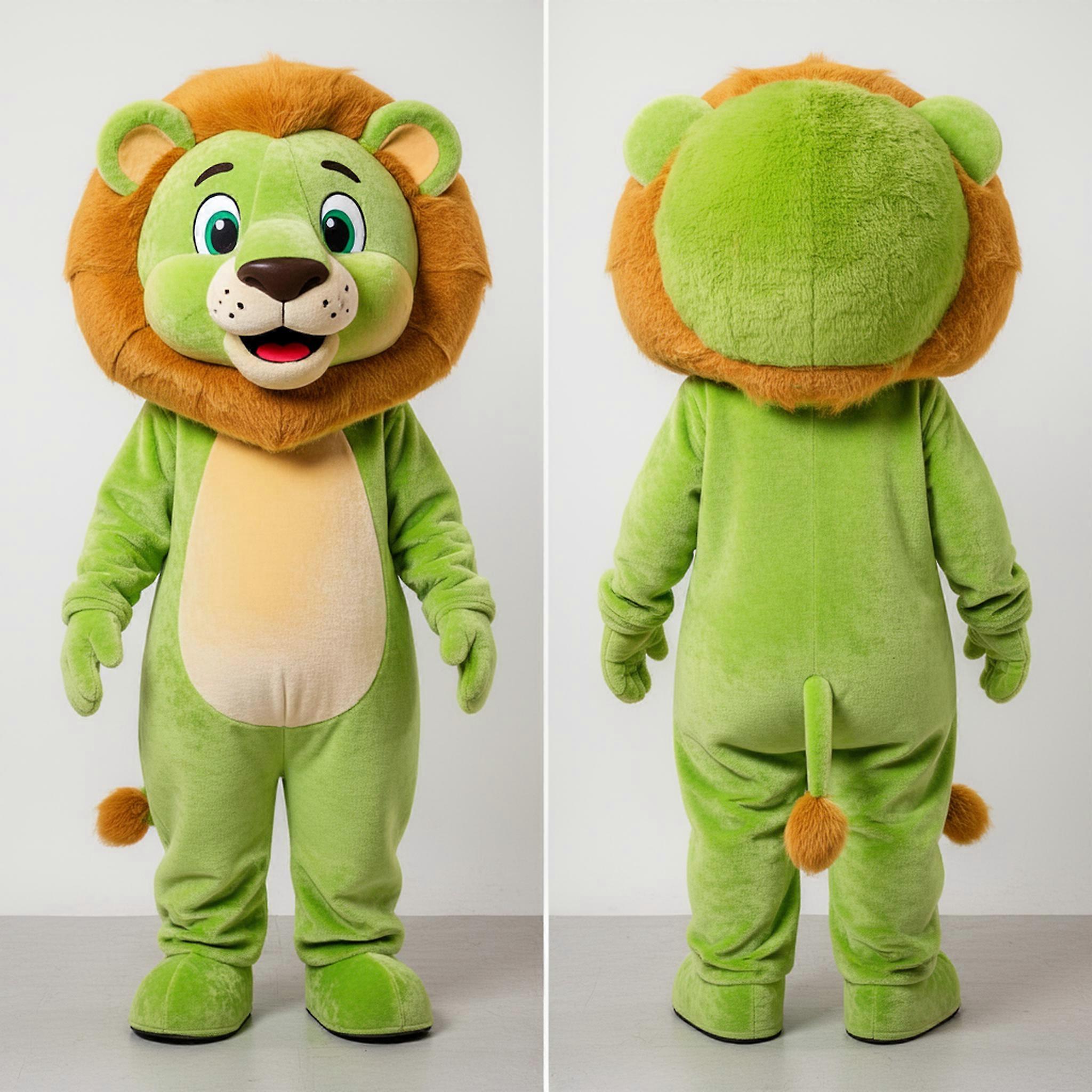 MASTICOT Lime Green Playful Lion Mascot