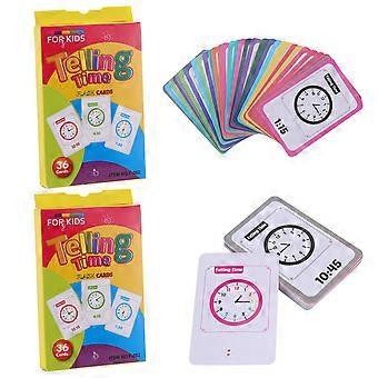 Digital Clock Toy Telling Time Teaching Game 2Pcs Educational Board Cards