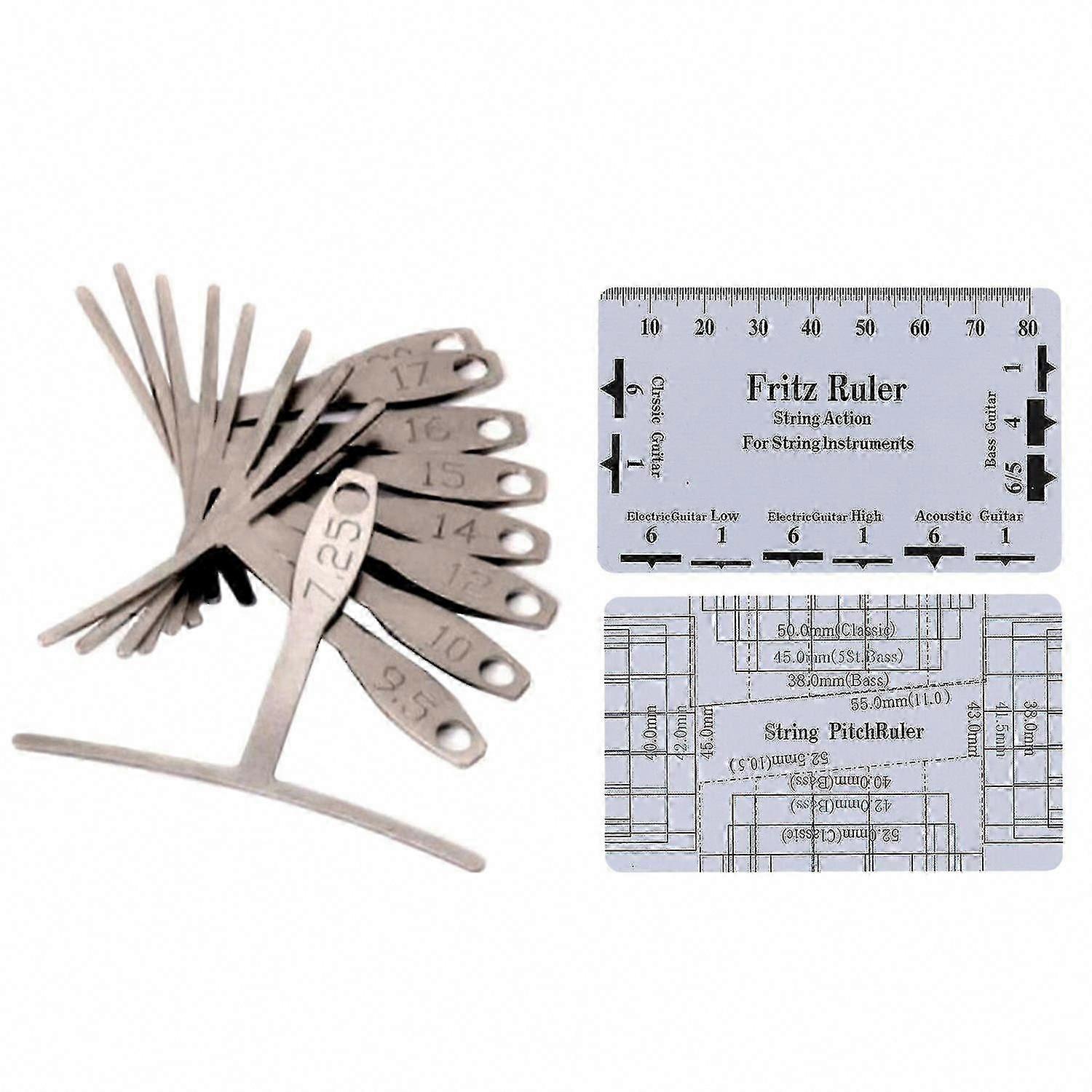 Guitar Luthier Tool Kit - String Action Ruler & 9-Piece Understring Radius Gauge Set