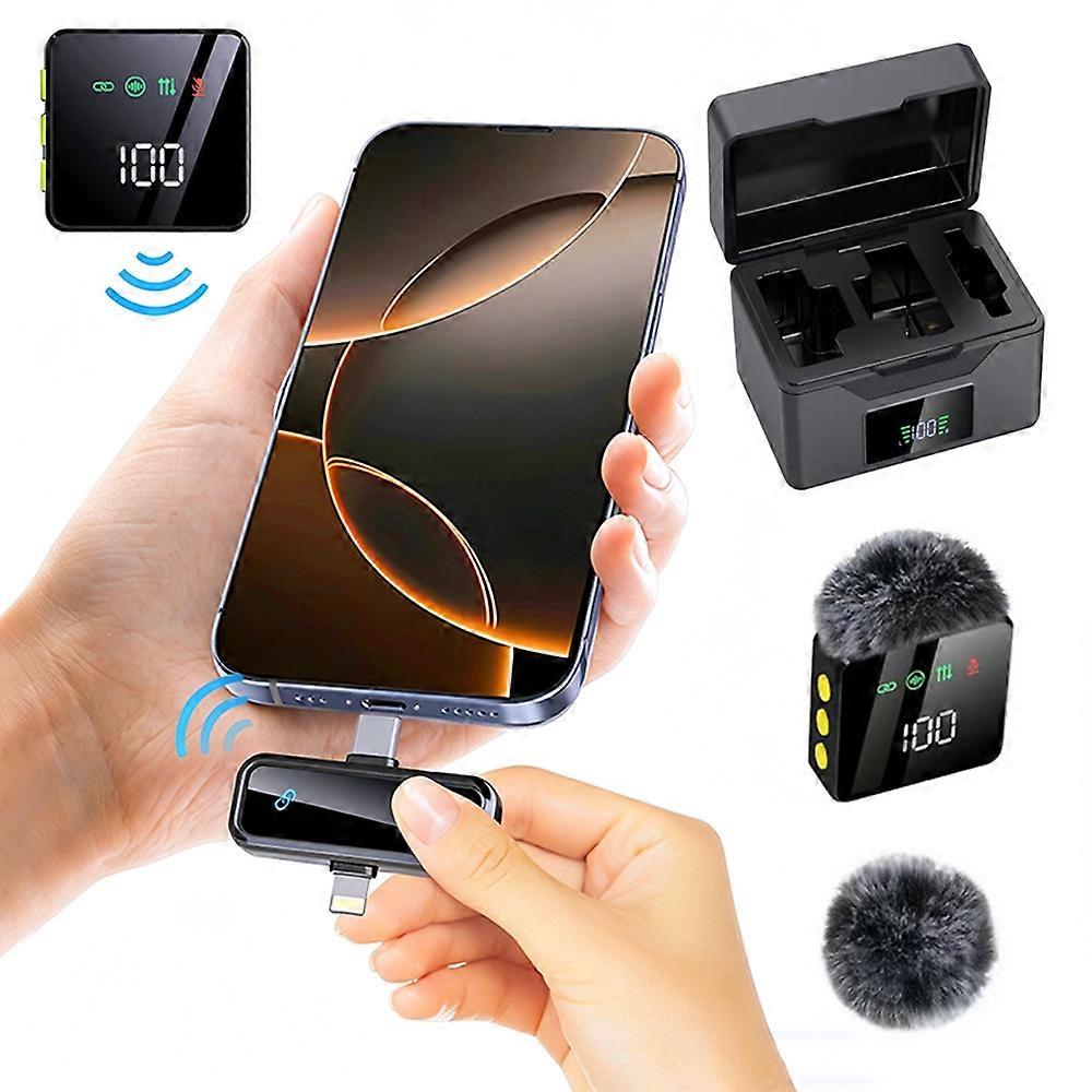 Mini Wireless Lavalier Microphone for iPhone Android with Noise Reduction