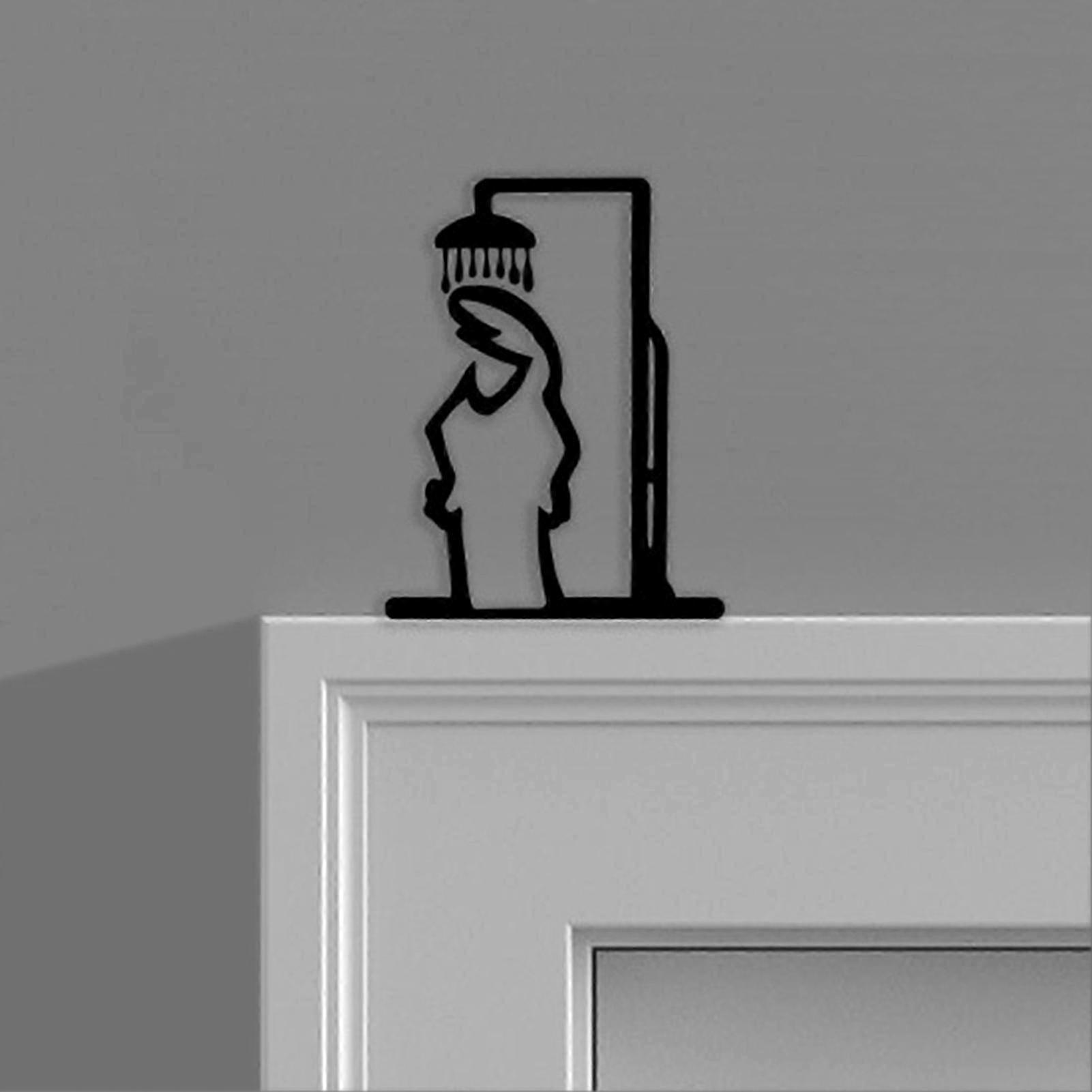 Rustproof Metal Shower Figure Wall Sign
