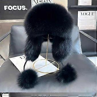 Herbst-/Winter-Skimütze aus Fuchsfell mit Ohrenschutz für Eltern und Kind