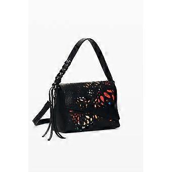 Desigual Notus Print Phuket Mini Soft Black Multicoloured Perforated Shoulder Bag 26WAXP94