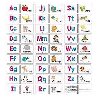 Alphabet Learning Cards for Kids Early Education, Coated Paper Double Sided Cartoon Design, Letter Word Recognition Cognitive Matching Game, 27 Pieces