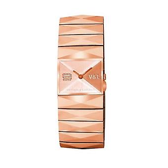 V&l Broadway Quartz Analog Women's Watch with Stainless Steel Bracelet Gold Plated VL040205