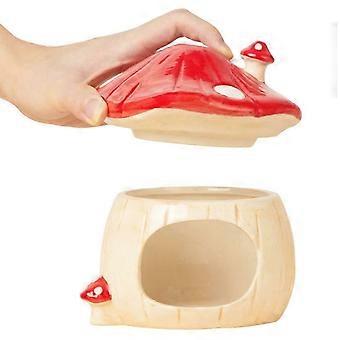 Mushroom Ceramic Hamster Hideout Water Bottle with Stand Food Bowl Hamster Accessories Furniture Sleephouse C-JXLGV
