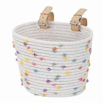 Floral White Sisal Bicycle Basket