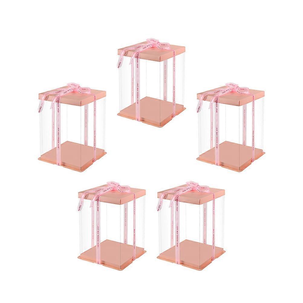Cake Holder Pink compatible with Storage 5Pcs Transparent Double Layer Box