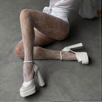 Floral Lace Tights Elegant Lolita Women's Patterned Fishnet Pantyhose Sexy Vintage Stockings 2025 High Waist Fishnet Stocking