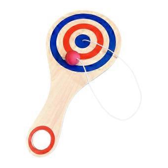 Wooden Flip Paddle Game Toy with Red Ball on String Paddle Toy for Kids and Adults Great Gift-bhkj