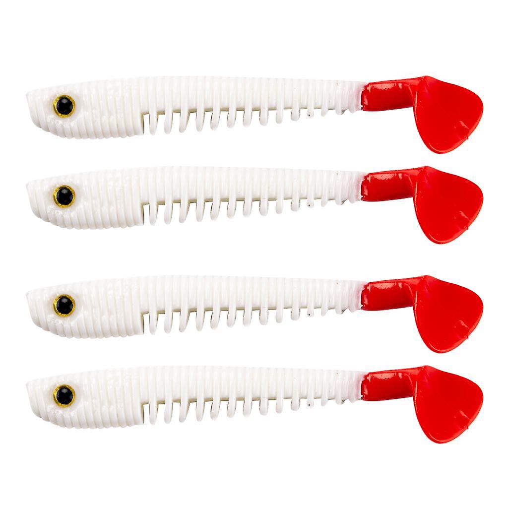 4pcs Soft Simulation Fishing Lures Artificial T Tail Bait Swimbaits Green