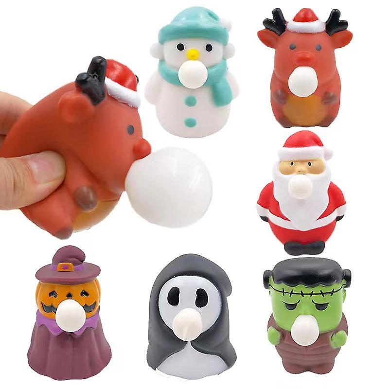 New Christmas Squinting Squeeze Snowman Decompression Toy Elk Squeezing Toy Christmas Children