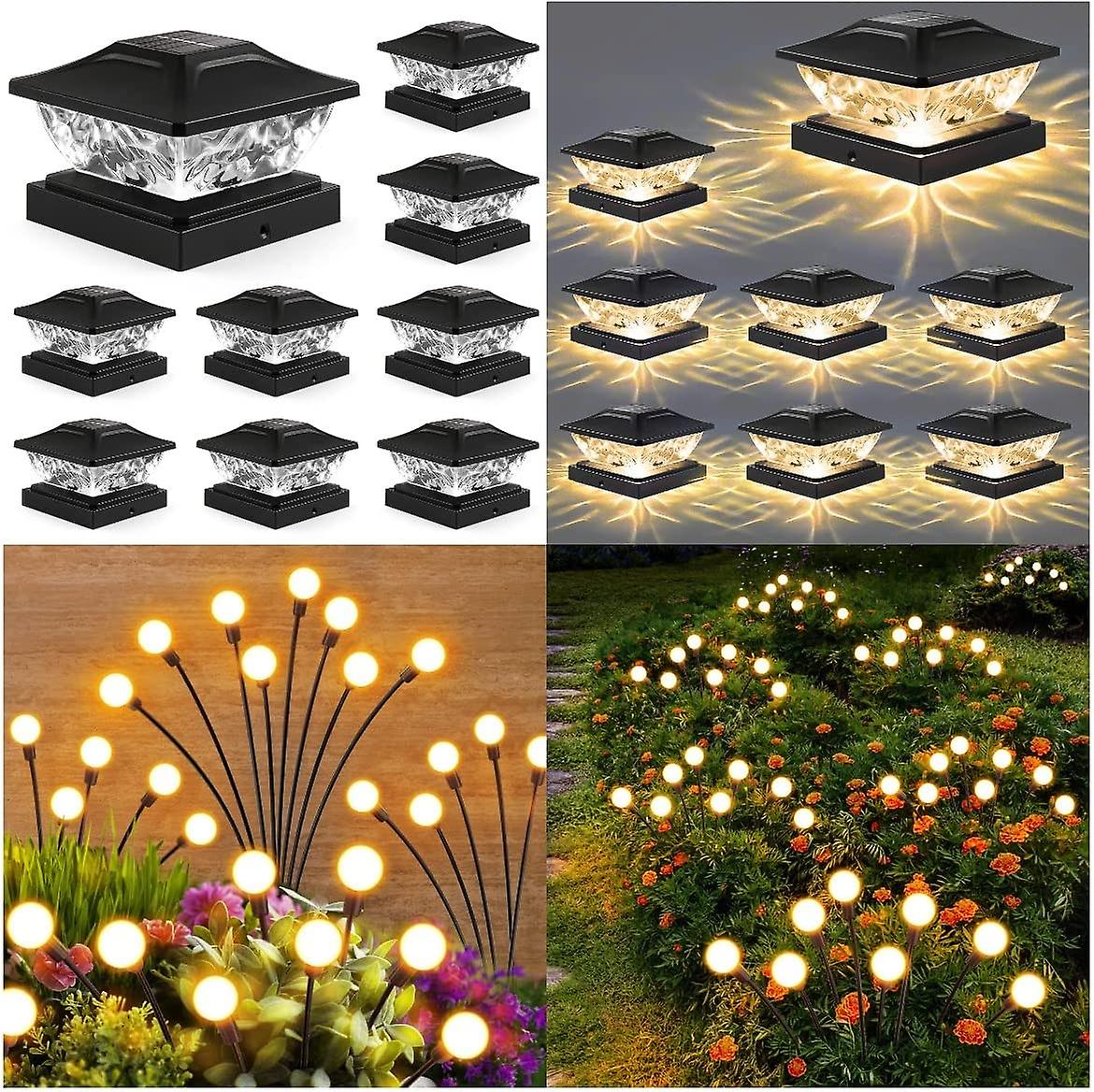 8-pack solstaket efter lockljus +4-pack utomhus sol firefly trädgårdsljus
