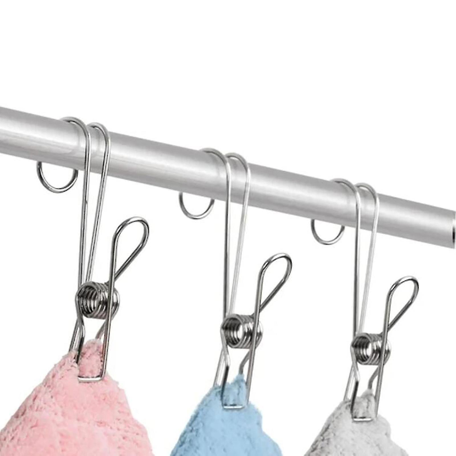 6pcsステンレス鋼クリップフック多機能服防風洗濯はさみスモールキャビネットオーガナイザー歯ブラシホルダーバスルームラグショウ用