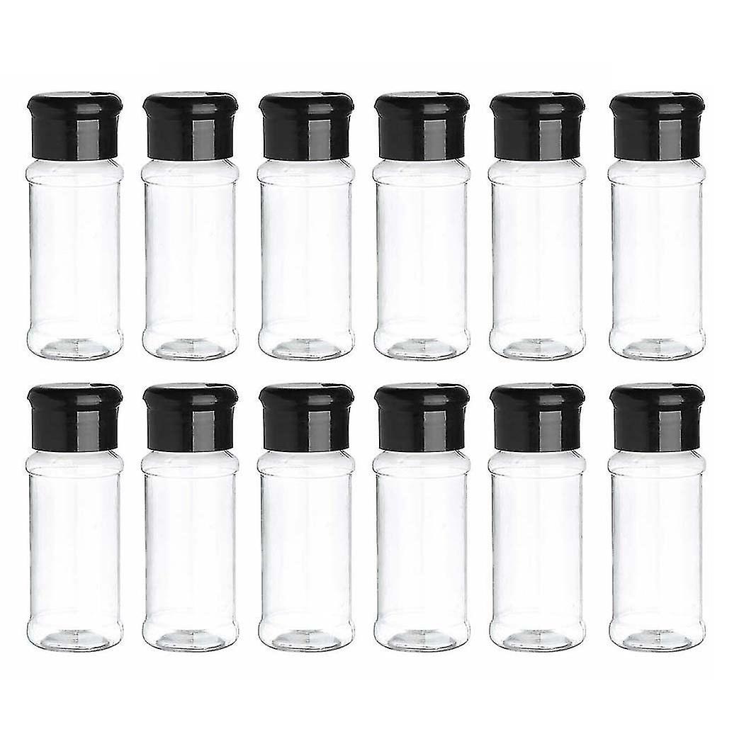 12 Pack Plastic Spice Jars with Lid, 100ml Spice Storage Container Bottle Condiment Seasoning Pepper