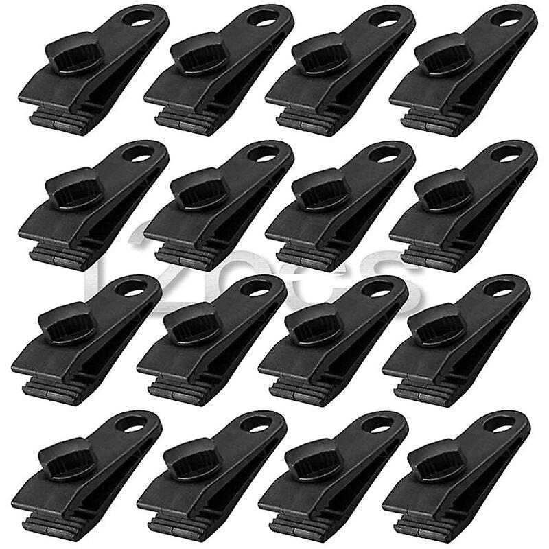 12Pcs Tarp Clamps, Heavy Duty Tarp Clamps Set Instant Awning Clamp for Tarp Tents Caravan Garden Shade Cover, Black (12)