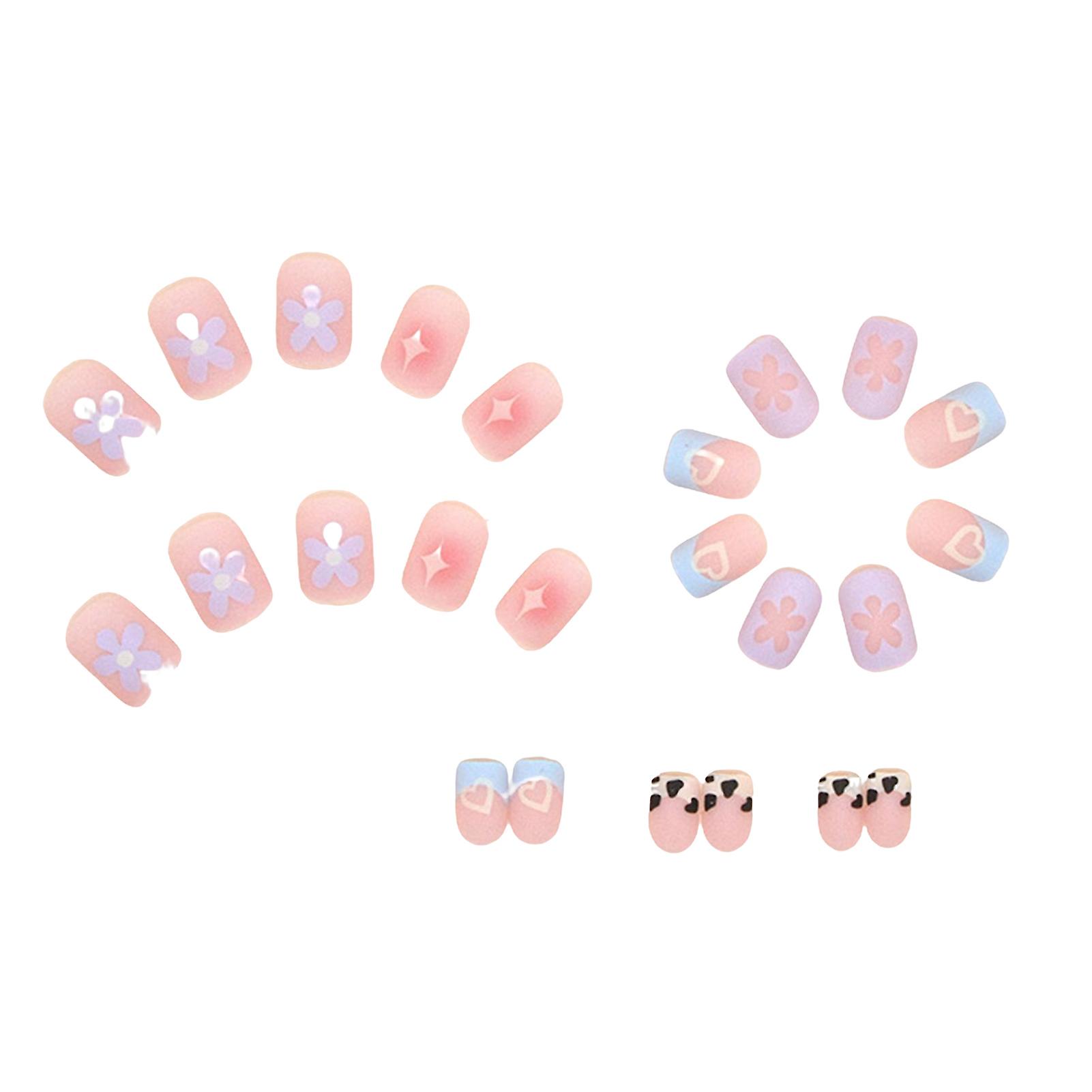 Lovely Flower Heart Artificial Nails Full Cover Comfortable Wear False Nails For Fingernail Diy Ornamnet