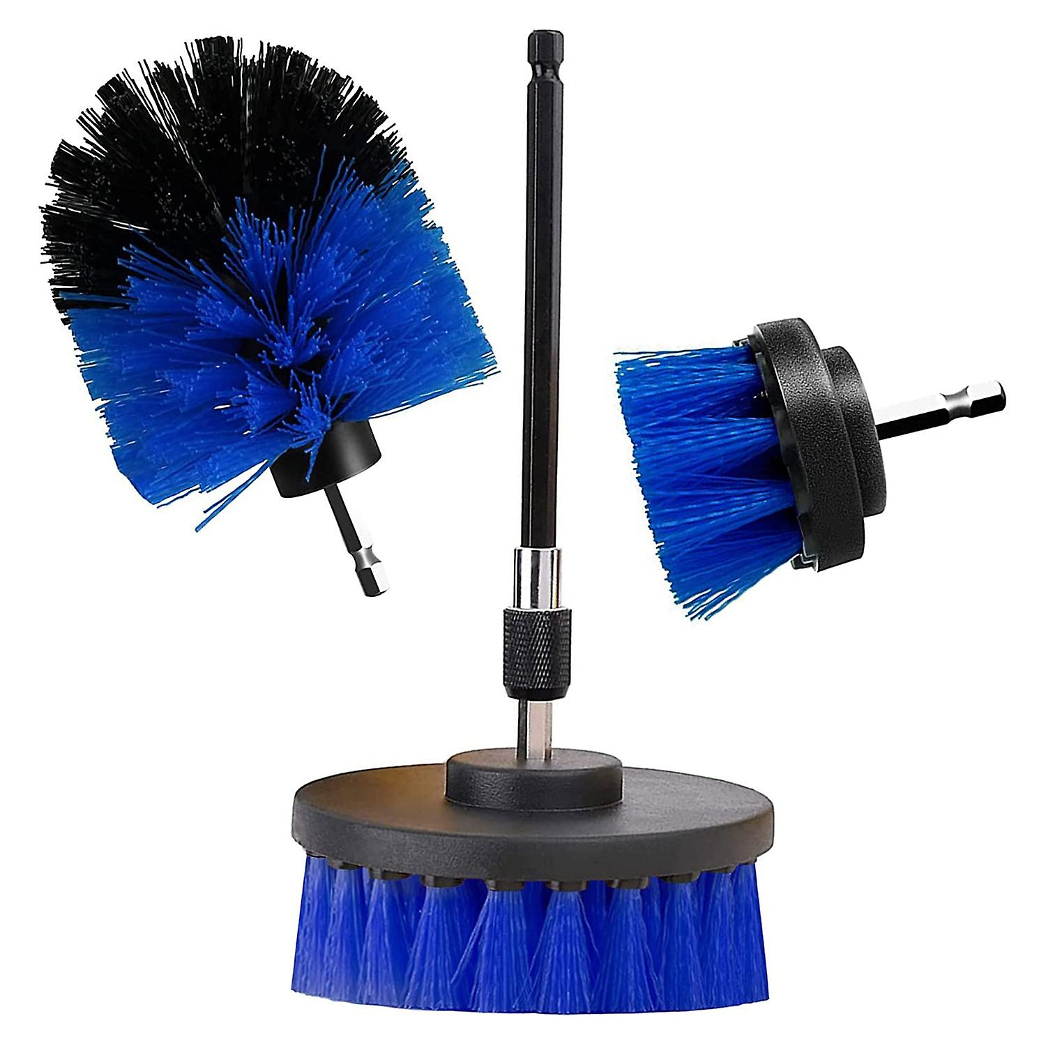 4Pcs/Set Electric Drill Brush 3 Brushes Long Pole Nylon Bristles Multi-functional Power Drill Scrubb