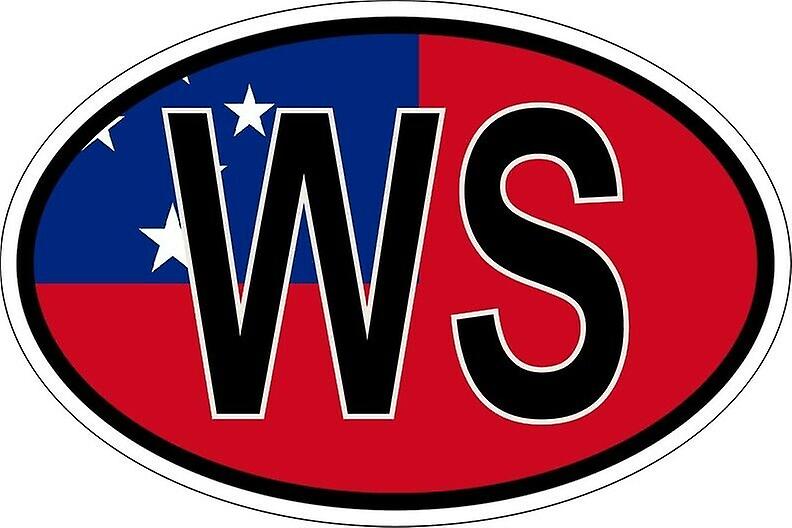 Sticker sticker oval oval flag country code WS samoa