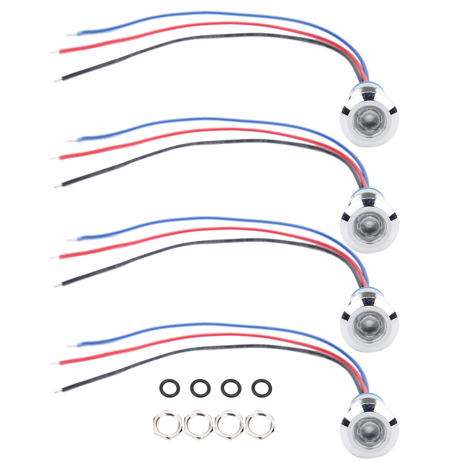 4 Set Indicator LED Light Waterproof Common Anode Industrial Control Components 12mm 110-220V