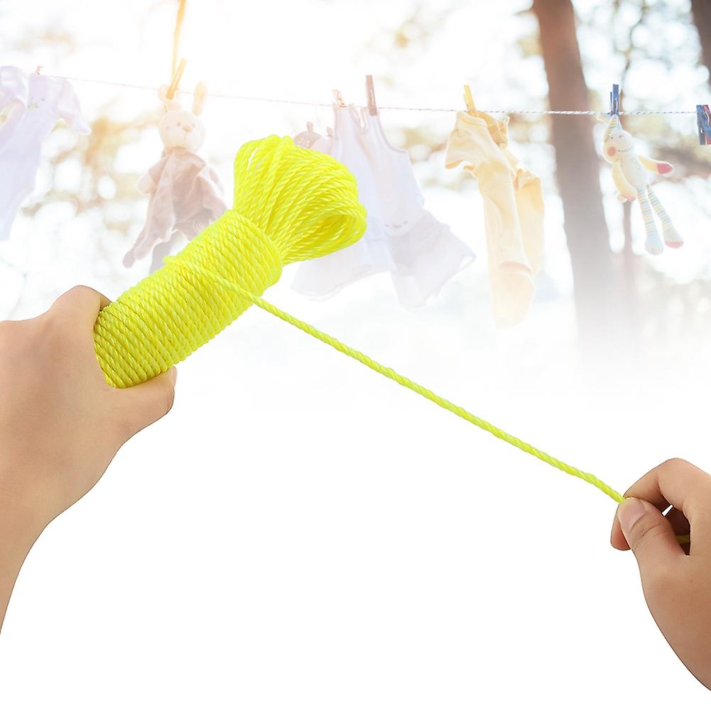 20m Yellow Nylon Rope Clothesline Cord for Garden Camping